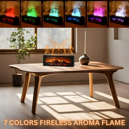 Flame Fireplace Aroma Diffuser, Essential Oil Aromatherapy with 7 Colors Fireless Flames