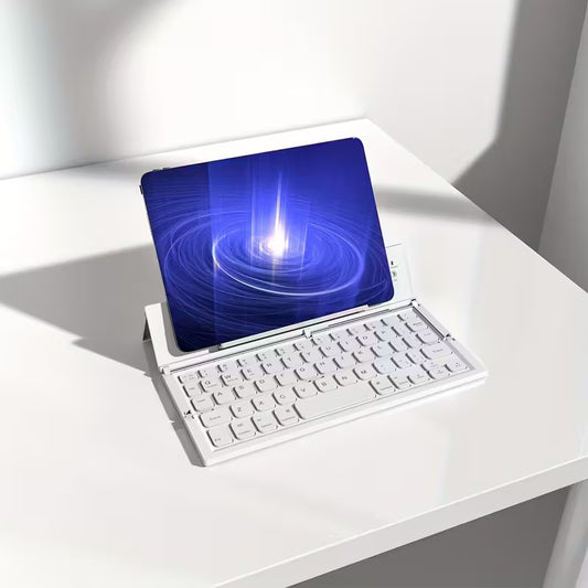 ✨ Portable Folding Bluetooth Keyboard – Rechargeable Wireless Tri-Fold Design, Lightweight & Compatible with Tablets, Phones, and Laptops
