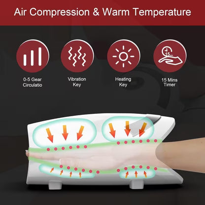 💆‍♀️ Smart Heated Hand Massager – Air Compression, Shiatsu Vibration, and Heat Therapy, Rechargeable Cordless Design for Pain Relief & Relaxation