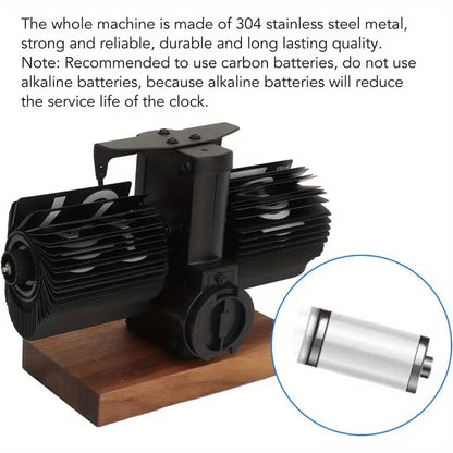 Retro Flip Clock | Mechanical Auto Flip Desk Clock with Wooden Base | Silent Quartz Table Clock