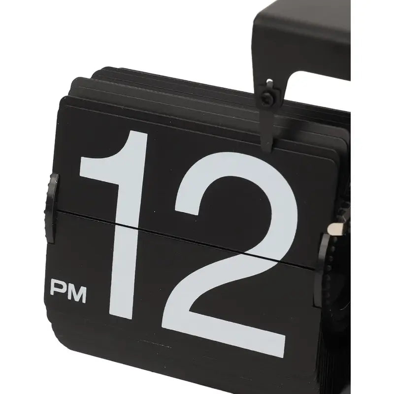 Retro Flip Clock | Mechanical Auto Flip Desk Clock with Wooden Base | Silent Quartz Table Clock