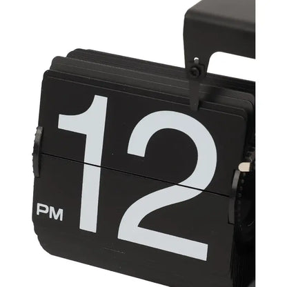 Retro Flip Clock | Mechanical Auto Flip Desk Clock with Wooden Base | Silent Quartz Table Clock