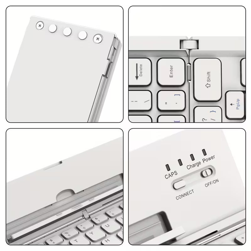 ✨ Portable Folding Bluetooth Keyboard – Rechargeable Wireless Tri-Fold Design, Lightweight & Compatible with Tablets, Phones, and Laptops