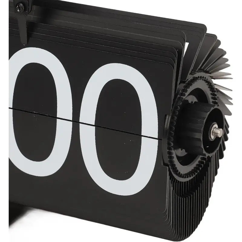 Retro Flip Clock | Mechanical Auto Flip Desk Clock with Wooden Base | Silent Quartz Table Clock