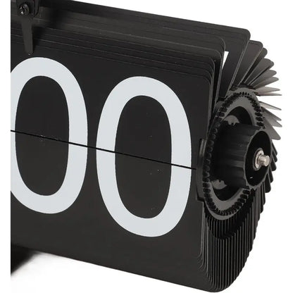 Retro Flip Clock | Mechanical Auto Flip Desk Clock with Wooden Base | Silent Quartz Table Clock