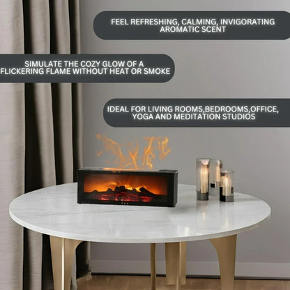 Flame Fireplace Aroma Diffuser, Essential Oil Aromatherapy with 7 Colors Fireless Flames